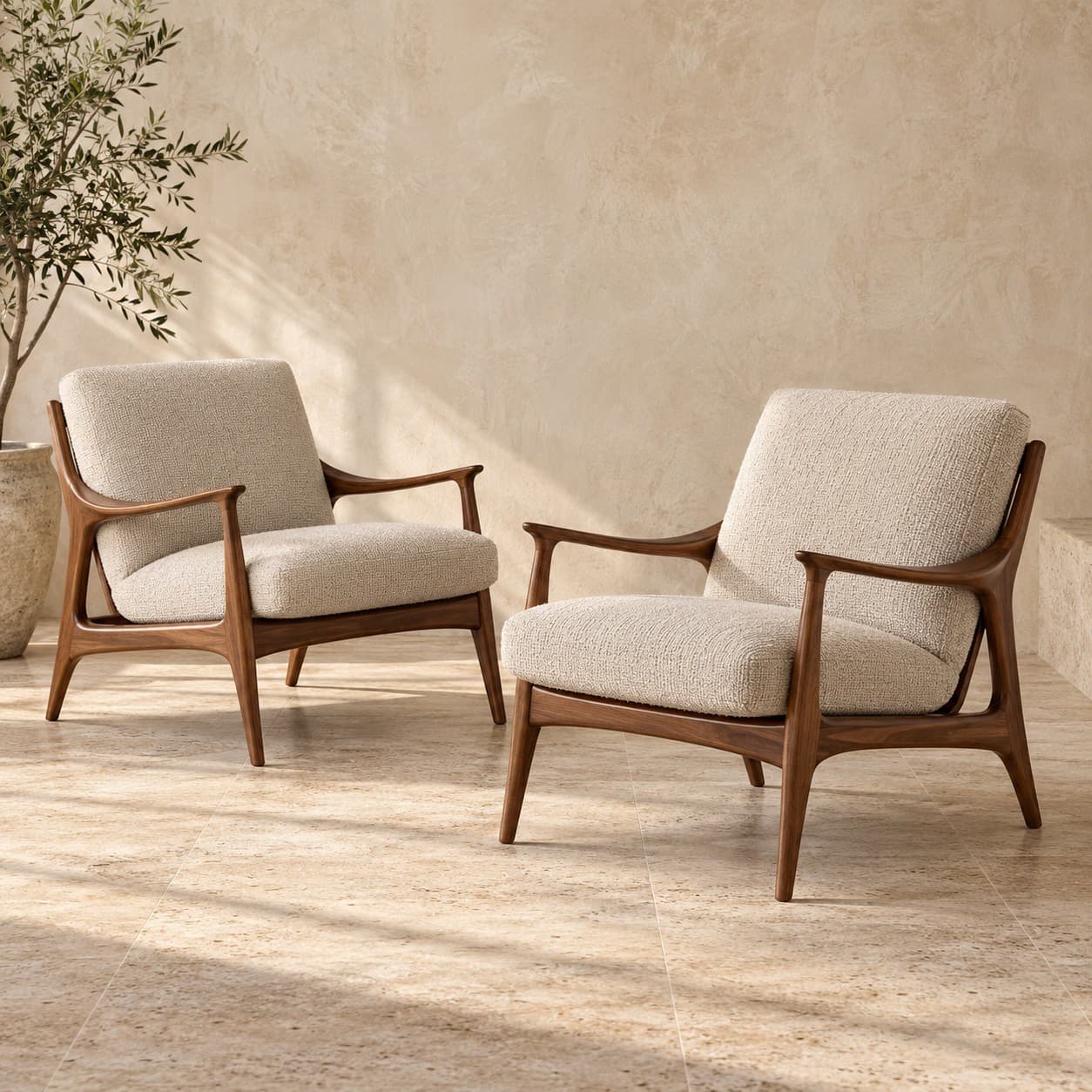 Pair of Walnut Lounge Chairs · Collection 5